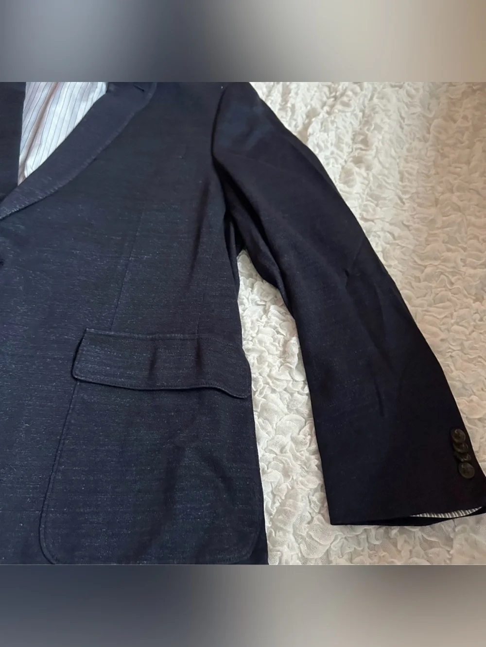 Flynt Spicoli Linen Blend Unstructured Navy Sport Coat Mens 46R